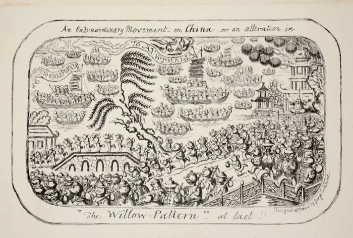Framed Print : An Extraordinary Movement on China - or - an alteration in The Willow Pattern at last!!, pub Framed Print : An Extraordinary Movement on China - or - an alteration in The Willow Pattern at last!!, pub