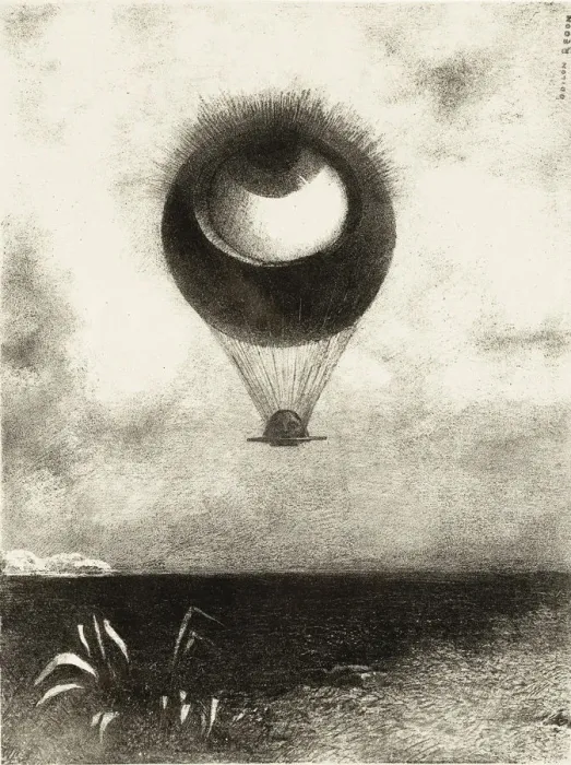 Framed Print : The Eye, Like a Strange Balloon, Mounts toward Infinity. Series: For Edgar Poe, 1882. Artist: Redon, Odilon (1840-1916)