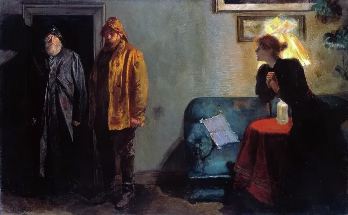 Framed Print : Eye-Witnesses, 1895. Creator: Christian Krohg Framed Print : Eye-Witnesses, 1895. Creator: Christian Krohg