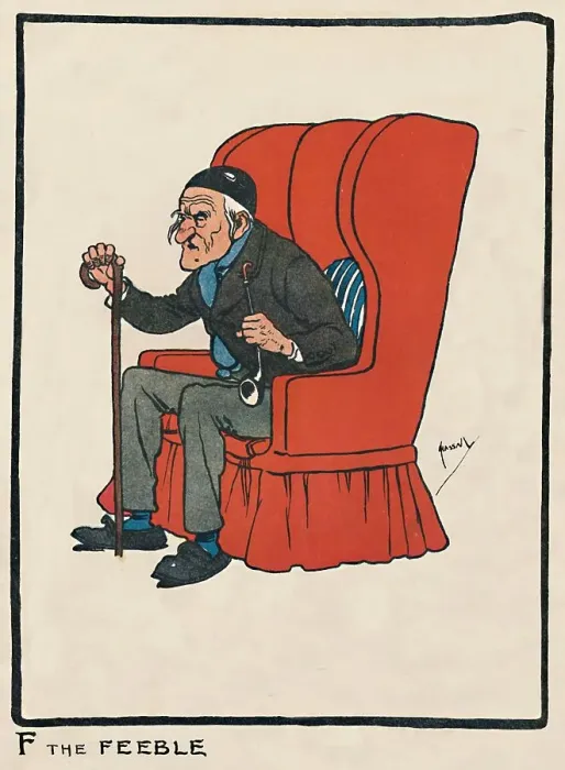 Framed Print : F the Feeble, 1903. Artist: John Hassall Framed Print : F the Feeble, 1903. Artist: John Hassall