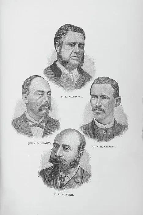 Framed Print : F. L. Cardoza, John S. Leary, John O. Crosby, E. S. Porter, 1887. Creator: Unknown Framed Print : F. L. Cardoza, John S. Leary, John O. Crosby, E. S. Porter, 1887. Creator: Unknown