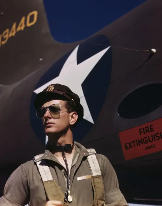Framed Print : F. W. Hunter, Army test pilot, Douglas Aircraft Company plant at Long Beach, Calif. 1942. Creator: Alfred T Palmer Framed Print : F. W. Hunter, Army test pilot, Douglas Aircraft Company plant at Long Beach, Calif. 1942. Creator: Alfred T Palmer