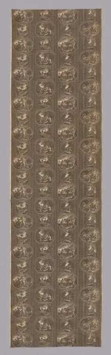 Framed Print : Fables of Fontaine Furnishing Fabric, France, c. 1815. Creator: Hartmann et Fils Framed Print : Fables of Fontaine Furnishing Fabric, France, c. 1815. Creator: Hartmann et Fils