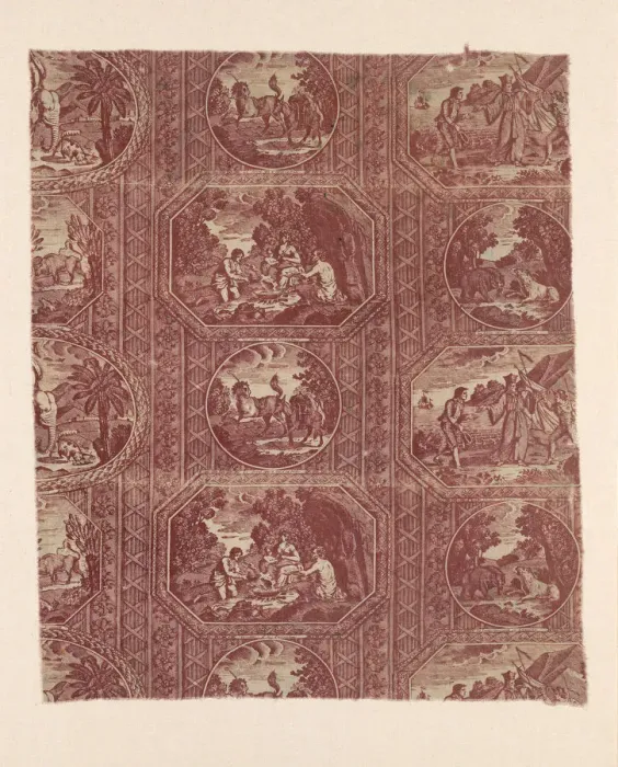 Framed Print : Eight Fables of La Fontaine (Furnishing Fabric), Munster, c. 1810