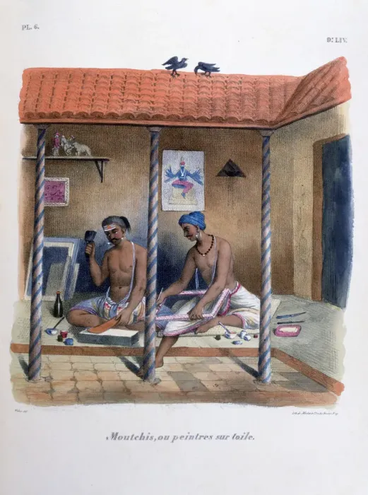Framed Print : Fabric Painters, 1828. Artist: Marlet et Cie Framed Print : Fabric Painters, 1828. Artist: Marlet et Cie
