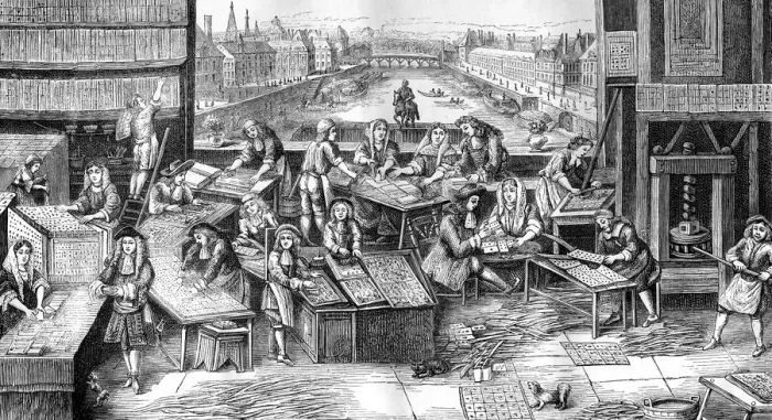 Framed Print : Fabric printing during the reign of Louis XVI of France, 18th century (1882-1884). Artist: J Guillaume Framed Print : Fabric printing during the reign of Louis XVI of France, 18th century (1882-1884). Artist: J Guillaume