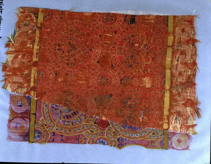 Framed Print : Fabric of Seu d Urgell, made of silk, Pallia rotata type, made with a bow loom Framed Print : Fabric of Seu d Urgell, made of silk, Pallia rotata type, made with a bow loom