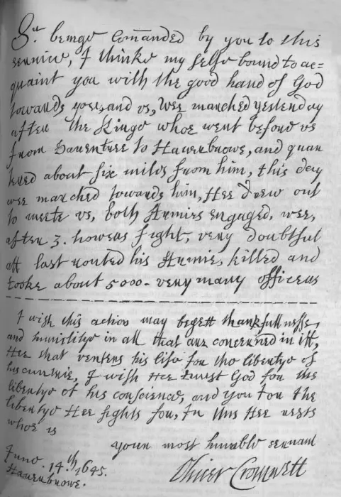 Framed Print : Fac-Simile of Letter by Cromwell to Lenthall, announcing Victory of Naseby, 1649, (1845). Artist: Oliver Cromwell Framed Print : Fac-Simile of Letter by Cromwell to Lenthall, announcing Victory of Naseby, 1649, (1845). Artist: Oliver Cromwell