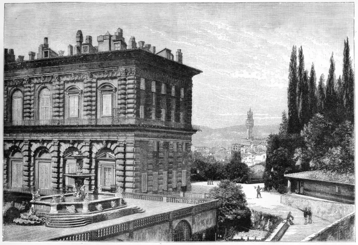 Framed Print : The facade of the Ammanati, Pitti Palace, Florence, Italy, 1882