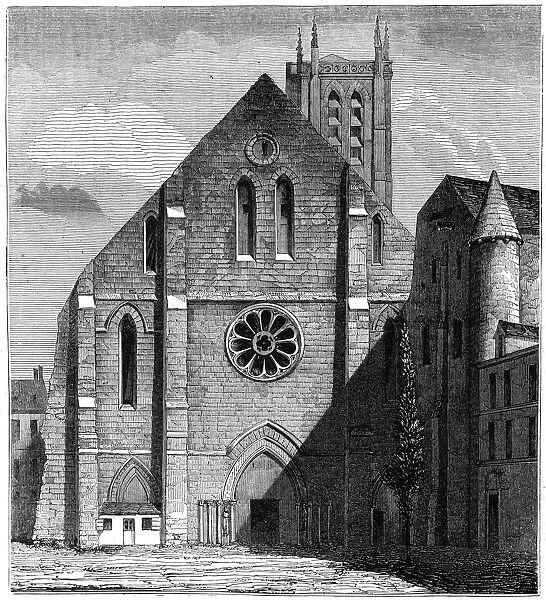 Facade of the ancient church of the Abbey of Sainte-Genevieve, Paris, France, 1849