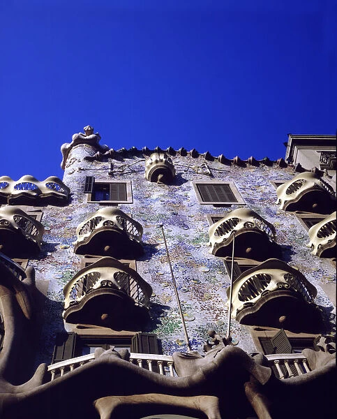 Detail of the facade of Casa Batllo (1904 - 1907), designed by Antoni Gaudi i Cornet