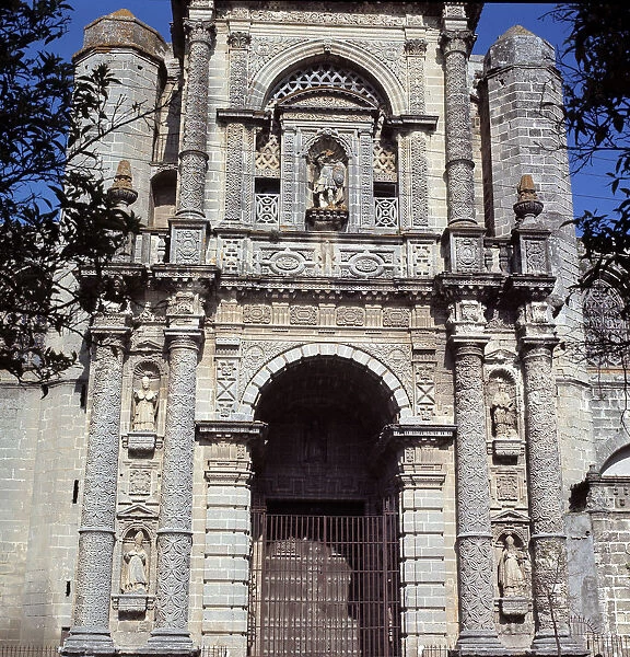 Detail of the facade of the Church of San Miguel in Jerez de la Frontera (Cadiz)