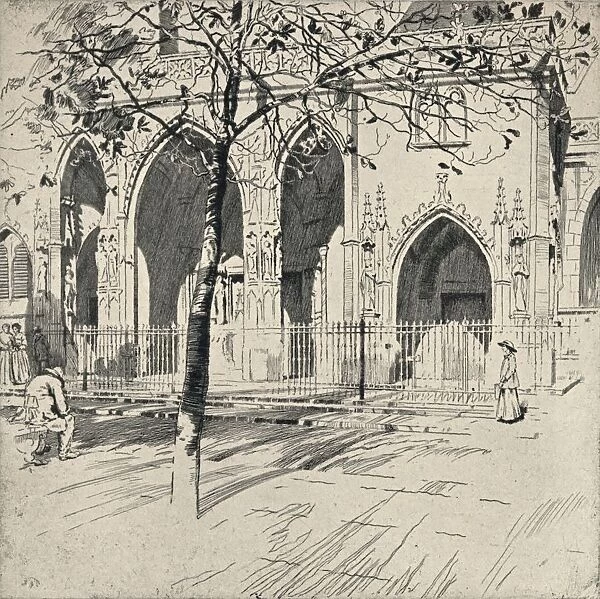 Facade of the Church of St Germain-l Auxerrois, 1915. Artist: Raymond Ray-Jones