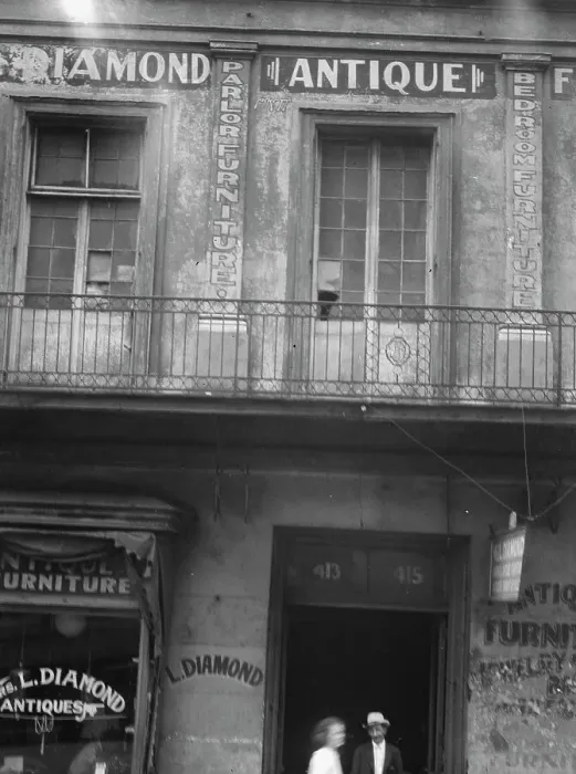 Framed Print : Facade of the Diamond antique store, New Orleans or Charleston, South Carolina, c1920-1926. Creator: Arnold Genthe Framed Print : Facade of the Diamond antique store, New Orleans or Charleston, South Carolina, c1920-1926. Creator: Arnold Genthe