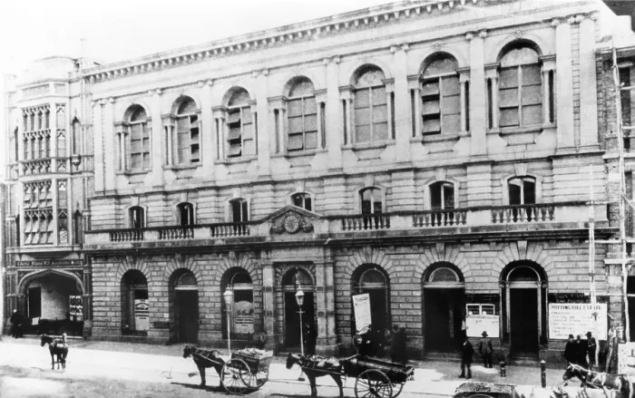 Framed Print : Front facade of the early Brisbane Town Hall in 66-76 Queen Street, c1885. Creator: Unknown Framed Print : Front facade of the early Brisbane Town Hall in 66-76 Queen Street, c1885. Creator: Unknown