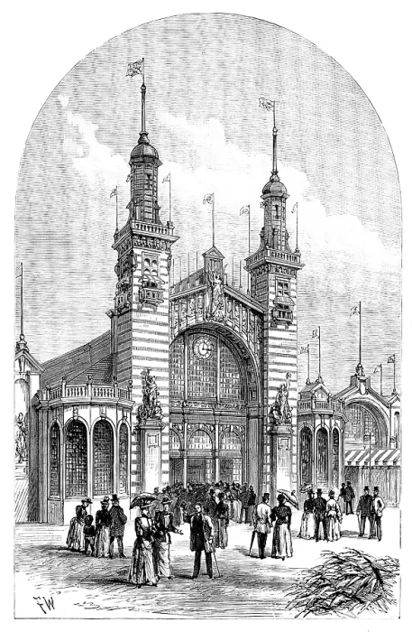 Framed Print : Facade of the Edinburgh International Exhibition, 1890. Creator: Unknown Framed Print : Facade of the Edinburgh International Exhibition, 1890. Creator: Unknown