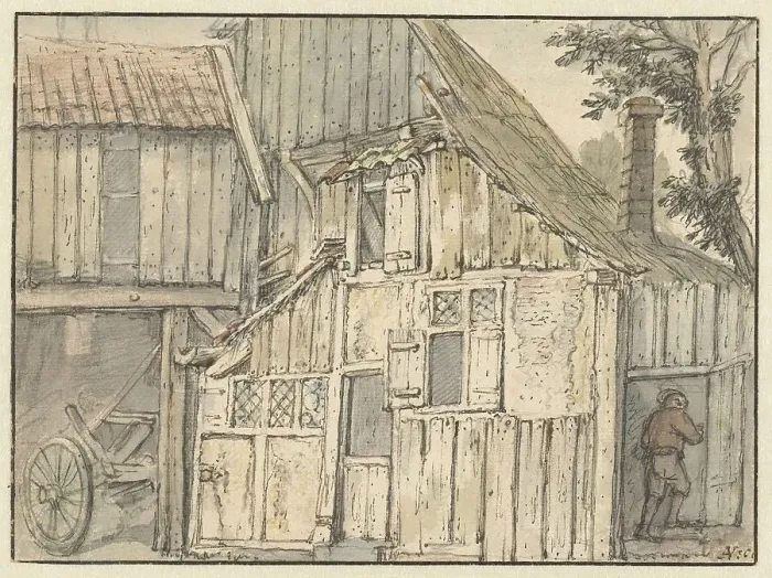 Framed Print : Facade of a farm building, 1631-1649. Creator: Isaac van Ostade Framed Print : Facade of a farm building, 1631-1649. Creator: Isaac van Ostade