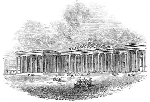 Facade of the new British Museum, 1845. Creator: Ebenezer Landells