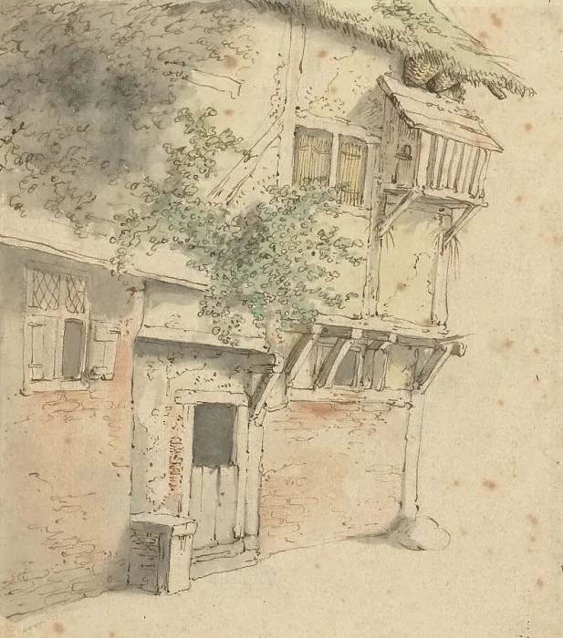 Framed Print : Facade of an overgrown house, 1645-1655. Creator: Adriaen van Ostade Framed Print : Facade of an overgrown house, 1645-1655. Creator: Adriaen van Ostade