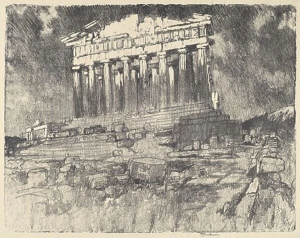 The Facade of the Parthenon, Sunset, 1913. Creator: Joseph Pennell