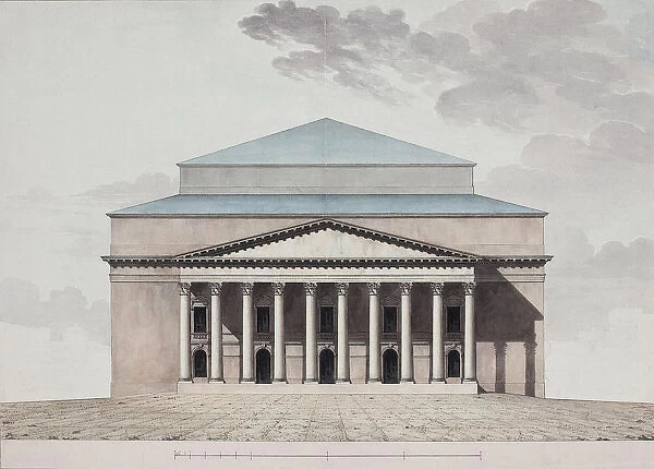 Facade of the Saint Petersburg Imperial Bolshoi Kamenny Theatre, 1803-1804. Artist: Thomas de Thomon, Jean Francois (1754-1813)