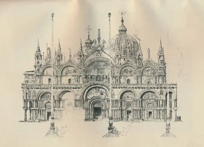 Framed Print : Facade of St. Mark s, late 19th-early 20th century, (1925). Creator: William Monk Framed Print : Facade of St. Mark s, late 19th-early 20th century, (1925). Creator: William Monk