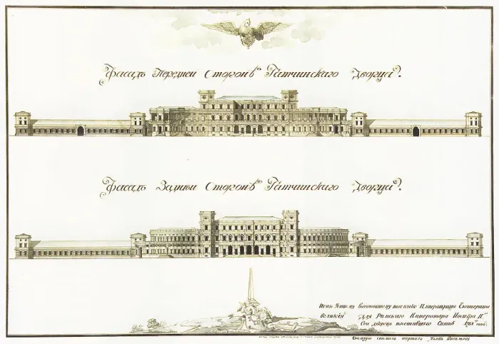 Framed Print : Facades of the Great Gatchina Palace, 1781. Artist: Rinaldi, Antonio (1709-1794) Framed Print : Facades of the Great Gatchina Palace, 1781. Artist: Rinaldi, Antonio (1709-1794)