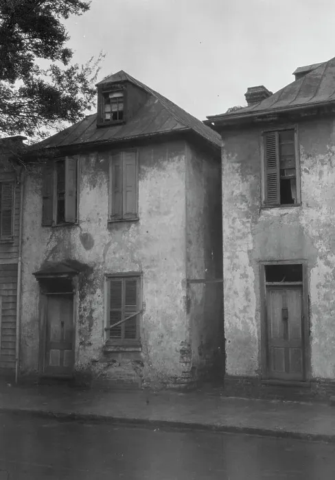 Framed Print : Facades of two-story houses, [Alexander Peronneau Tenements, 141 Church Street... c1920-1926. Creator: Arnold Genthe Framed Print : Facades of two-story houses, [Alexander Peronneau Tenements, 141 Church Street... c1920-1926. Creator: Arnold Genthe