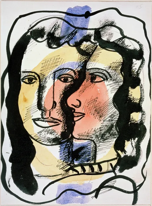 Framed Print : Two Faces, c1940s-c1950s(?). Creator: Fernand Leger. Two Faces, c1940s-c1950s(?). Creator: Fernand Leger