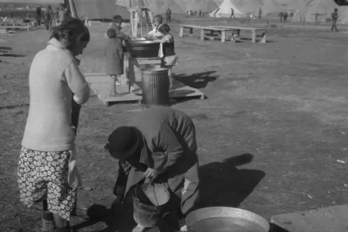 Framed Print : Facilities for washing in the camp for white flood refugees, Forrest City, Arkansas, 1937. Creator: Walker Evans Framed Print : Facilities for washing in the camp for white flood refugees, Forrest City, Arkansas, 1937. Creator: Walker Evans
