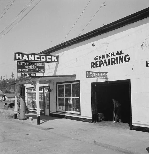Facing main street, south end of town on U. S. 99, Tenino, Thurston County, Western Washington, 1939. Creator: Dorothea Lange