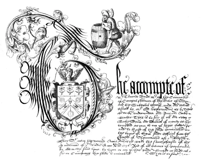 Framed Print : Facsimile from the book of accounts of the Coopers Company, 1576, (1893) Framed Print : Facsimile from the book of accounts of the Coopers Company, 1576, (1893)