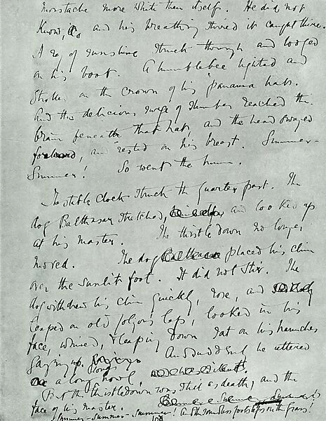 Facsimile page of MS for Indian Summer of a Forsyte, by John Galsworthy, 1918, (1928)