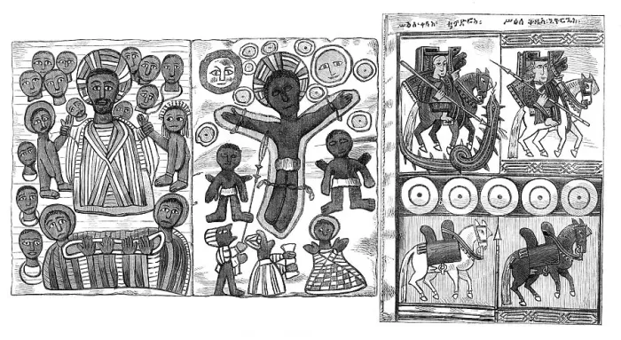 Framed Print : Facsimile of two pages of an Abyssinian Bible, 1868. Creator: Unknown