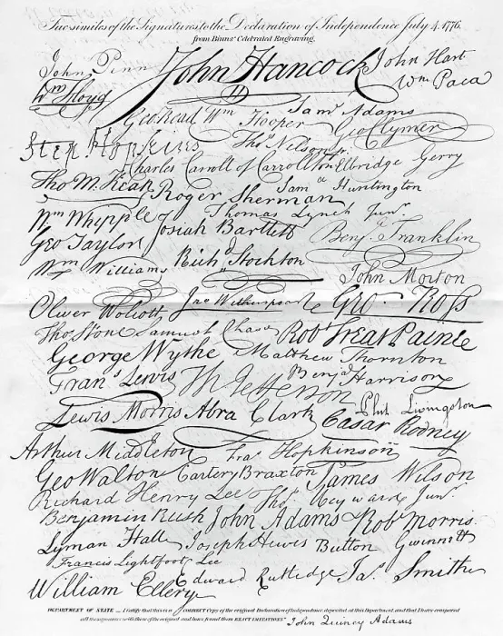 Framed Print : Facsimile of the Signatures to the Declaration of Independence, 4 July 1776 Framed Print : Facsimile of the Signatures to the Declaration of Independence, 4 July 1776