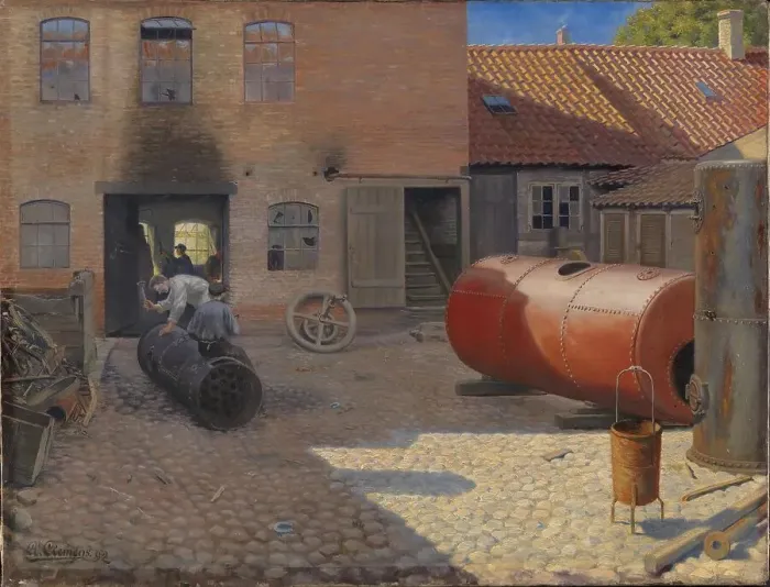 Framed Print : Factory courtyard in a provincial town, 1892. Creator: Gustav Adolf Clemens Framed Print : Factory courtyard in a provincial town, 1892. Creator: Gustav Adolf Clemens