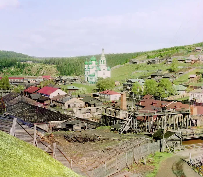 Framed Print : Factory in Kyn belonging to Count S.A. Stroganov (work was stopped), 1912. Creator: Sergey Mikhaylovich Prokudin-Gorsky Framed Print : Factory in Kyn belonging to Count S.A. Stroganov (work was stopped), 1912. Creator: Sergey Mikhaylovich Prokudin-Gorsky