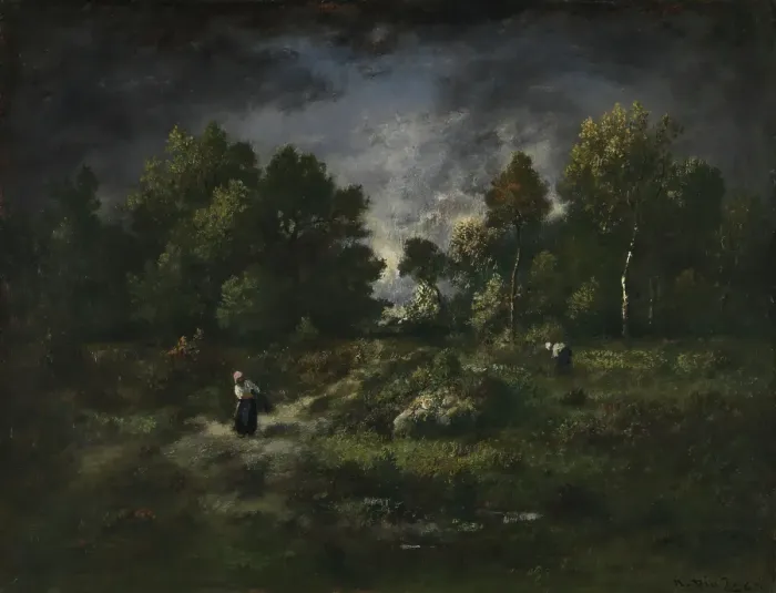 Framed Print : Faggot Gatherers in a Wooden Landscape, 1862. Creator: Narcisse Virgile Diaz de la Pena Framed Print : Faggot Gatherers in a Wooden Landscape, 1862. Creator: Narcisse Virgile Diaz de la Pena