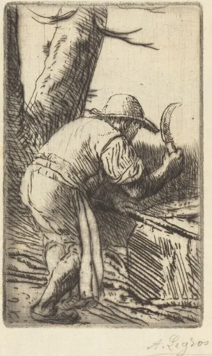 Framed Print : Fagot-cutter (Le coupeur de fagots). Creator: Alphonse Legros Framed Print : Fagot-cutter (Le coupeur de fagots). Creator: Alphonse Legros