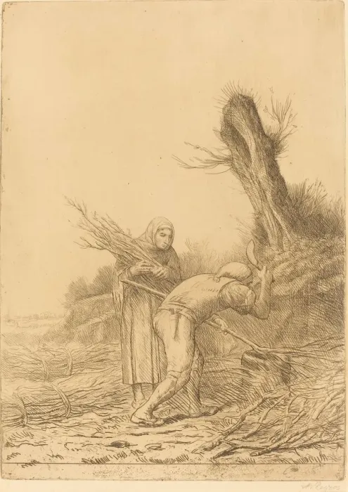 Framed Print : Fagot-makers (Les faiseurs de fagots). Creator: Alphonse Legros Framed Print : Fagot-makers (Les faiseurs de fagots). Creator: Alphonse Legros