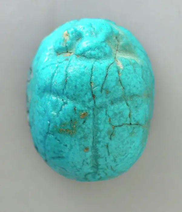 Framed Print : Faience Scarab with Name of Queen Tiy, Reign of Amenhotep III to Akhenaten (1410-1355 BCE). Creator: Unknown Framed Print : Faience Scarab with Name of Queen Tiy, Reign of Amenhotep III to Akhenaten (1410-1355 BCE). Creator: Unknown