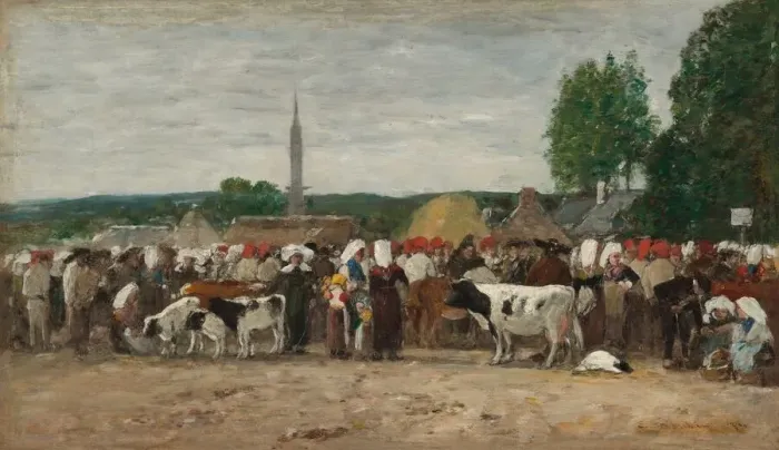 Framed Print : Fair in Brittany, 1874. Creator: Eugene Louis Boudin Framed Print : Fair in Brittany, 1874. Creator: Eugene Louis Boudin