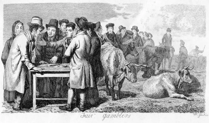 Framed Print : Fair Gamblers, early 19th century. Artist: Walter Geikie Framed Print : Fair Gamblers, early 19th century. Artist: Walter Geikie