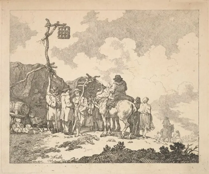 Framed Print : A Fair - A Group of Gypsies - Men and Women in Rustic Clothes in Front of Two Makeshift Framed Print : A Fair - A Group of Gypsies - Men and Women in Rustic Clothes in Front of Two Makeshift