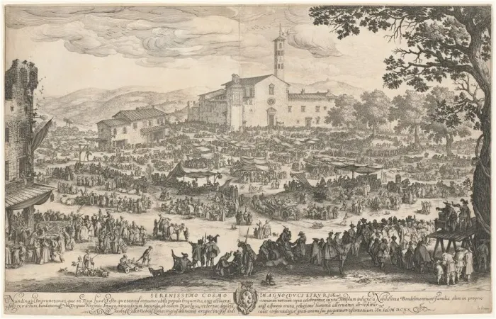 Framed Print : The Fair at Impruneta, 1620. Creator: Jacques Callot Framed Print : The Fair at Impruneta, 1620. Creator: Jacques Callot