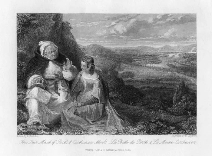 Framed Print : The Fair Maid of Perth and Carthusian Monk, 1845. Artist: Peter Lightfoot Framed Print : The Fair Maid of Perth and Carthusian Monk, 1845. Artist: Peter Lightfoot
