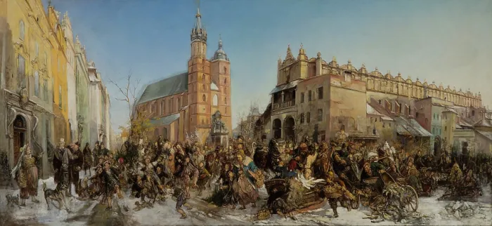 Framed Print : Fair on the Main Market Square in Krakow, between 1875-1880. Creator: Hippolyte Lipinski Framed Print : Fair on the Main Market Square in Krakow, between 1875-1880. Creator: Hippolyte Lipinski
