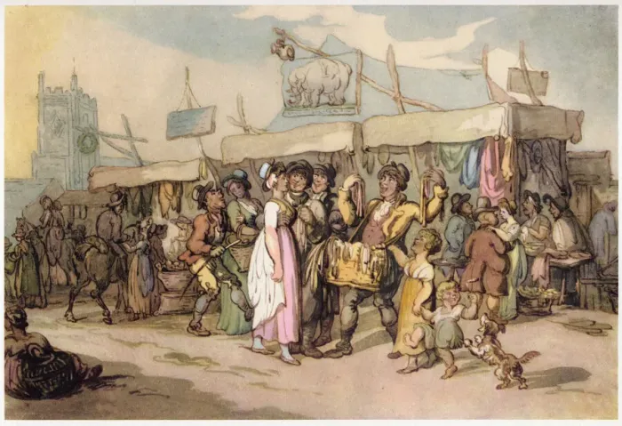 Framed Print : The fair near the village church, c1780-1825. Creator: Thomas Rowlandson Framed Print : The fair near the village church, c1780-1825. Creator: Thomas Rowlandson