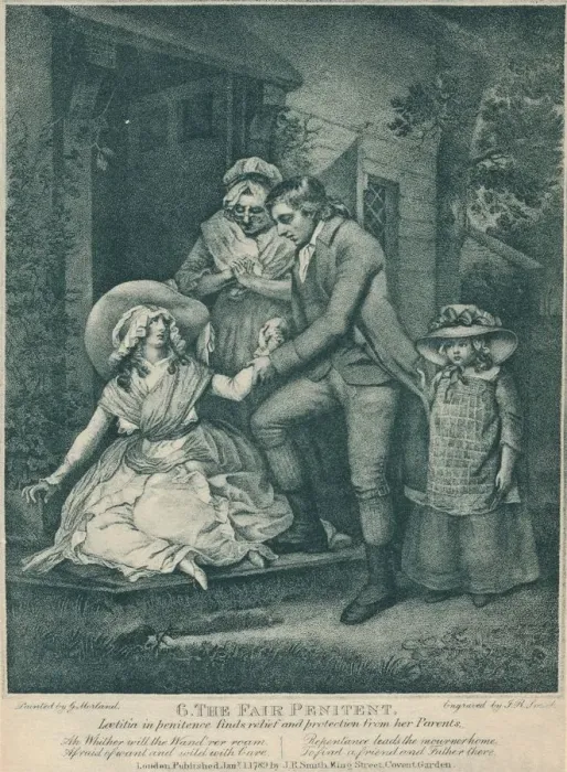 Framed Print : The Fair Penitent: Laetitia in Penitence Finds Relief and Protection from Her Parents, 1789. Artist: John Raphael Smith Framed Print : The Fair Penitent: Laetitia in Penitence Finds Relief and Protection from Her Parents, 1789. Artist: John Raphael Smith