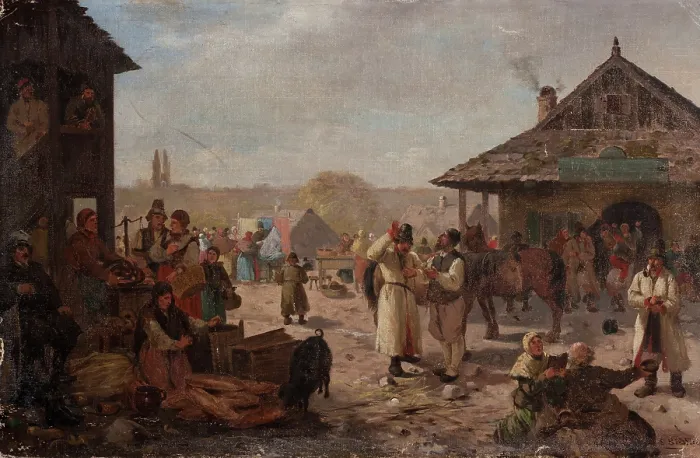 Framed Print : Fair in a Small Town, between 1880-1890. Creator: Seweryn Bieszczad